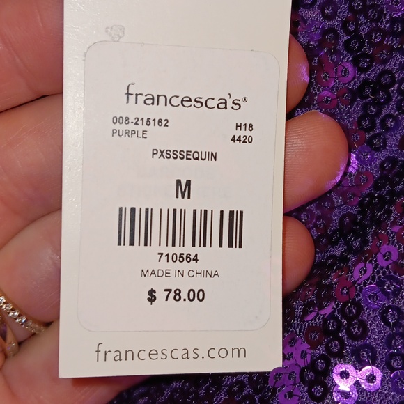 NWT Francesca Sparkly Purple Dress - Picture 3 of 3